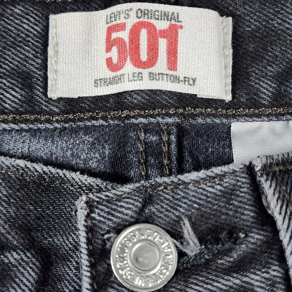 Levi's 501 Original Jeans Mens 31x32 Fit 29x29 Black Button Fly Faded Denim Y2K